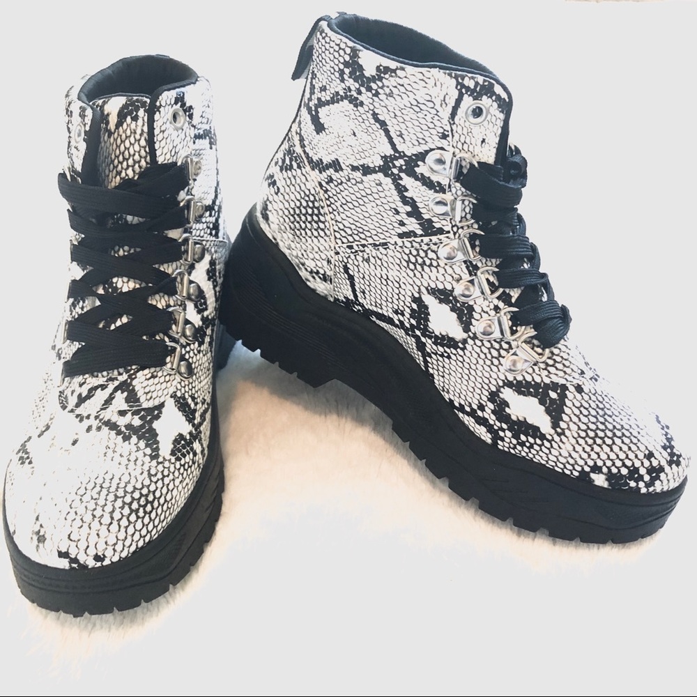 Snakeskin Combat Boots